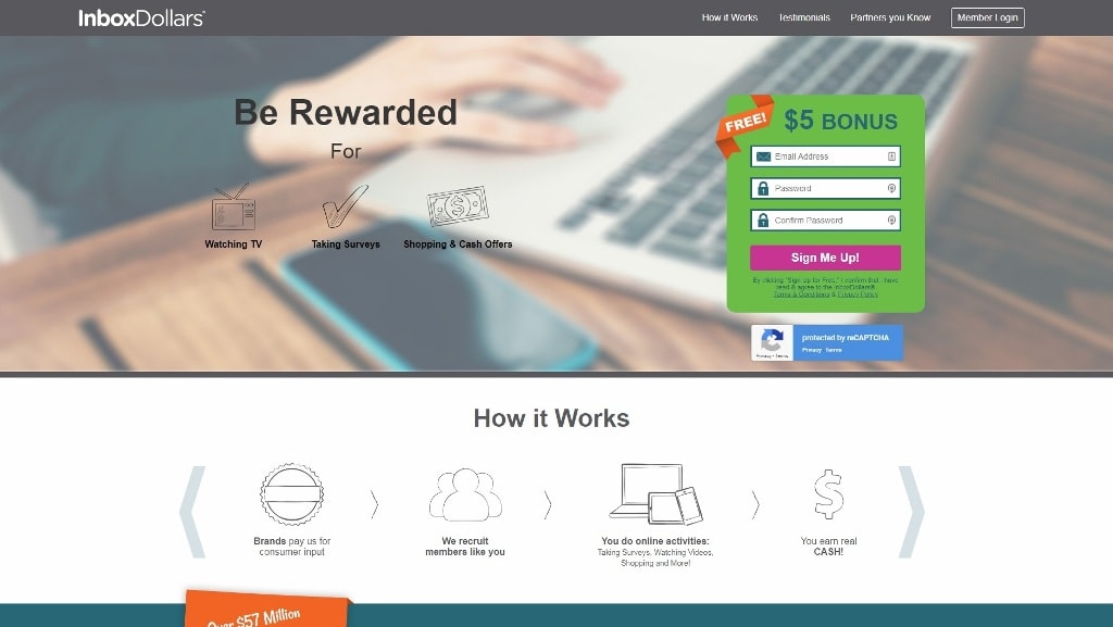 InboxDollars Homepage Screenshot