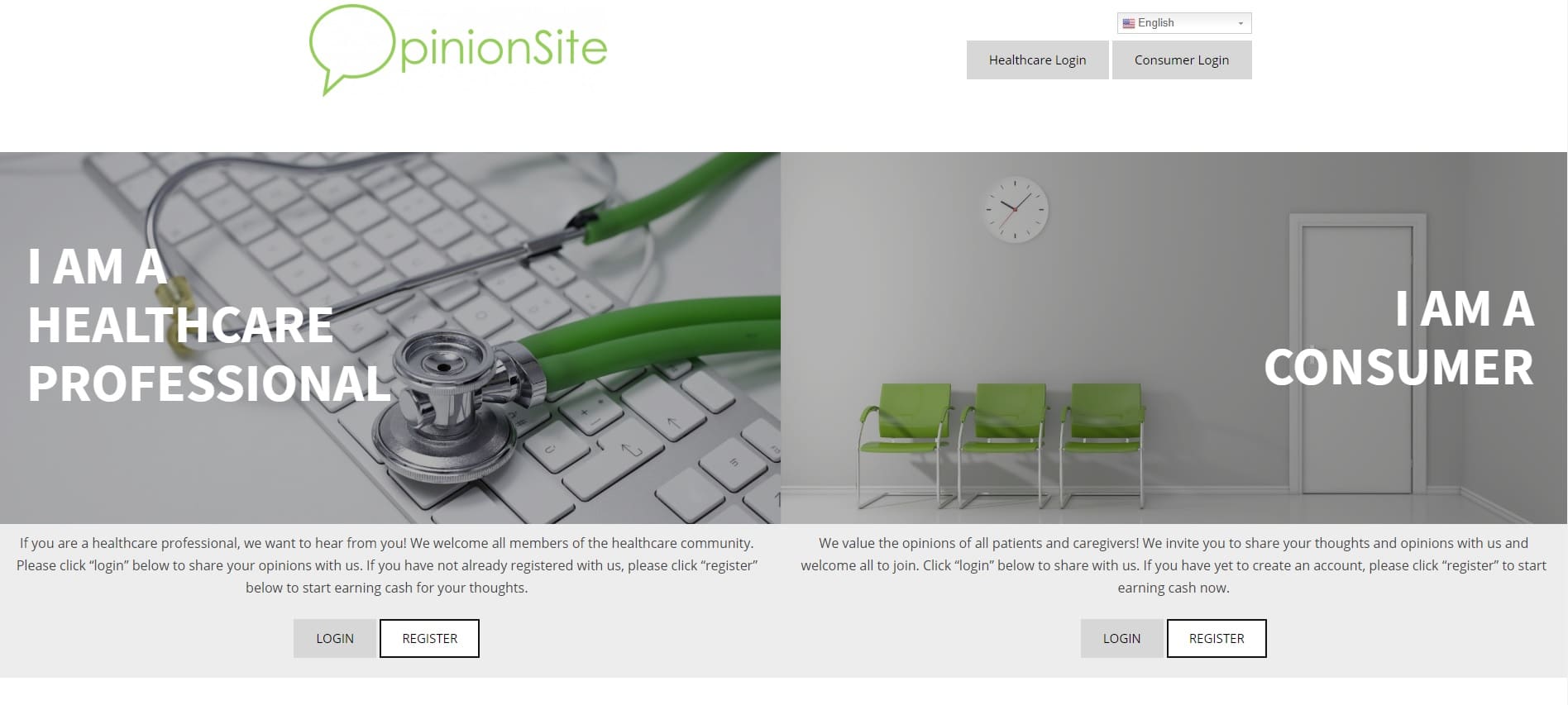 opinionsite frontpage screenshot